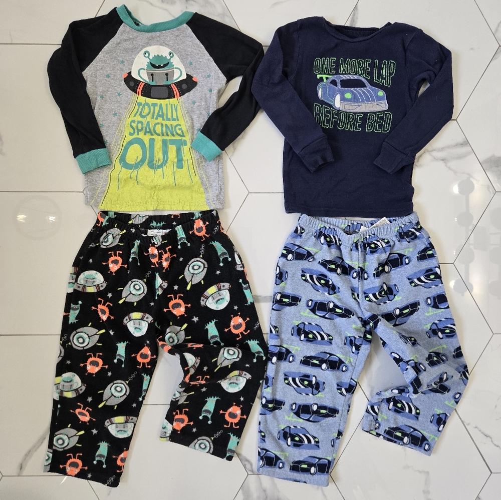 Set Of 2 Kids Pajama Sets - Car And Space